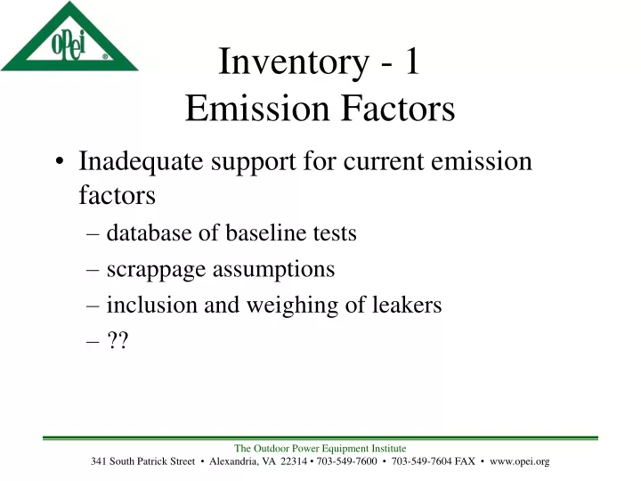 inventory 1 emission factors