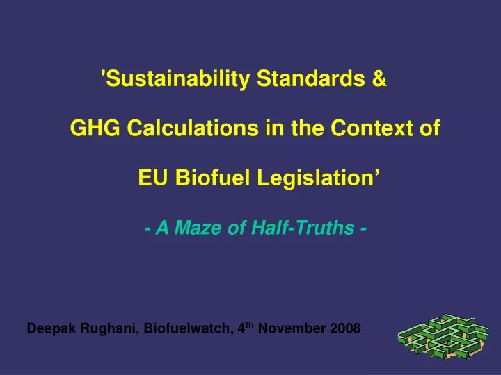 sustainability standards ghg calculations
