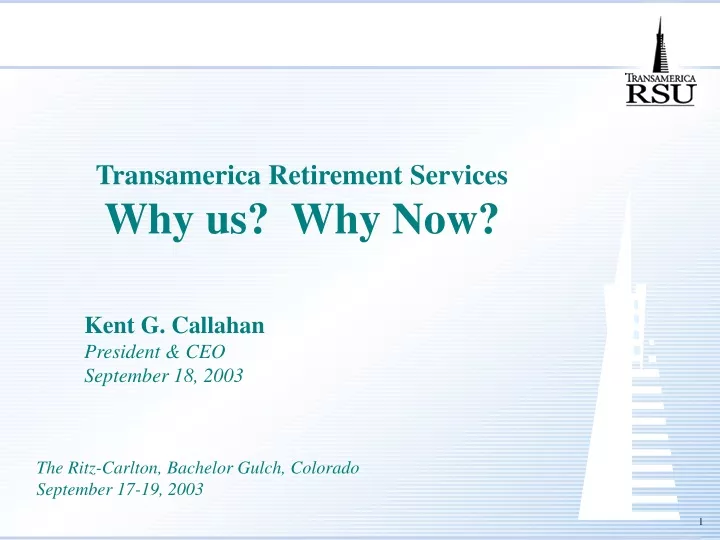 transamerica retirement services why us why now