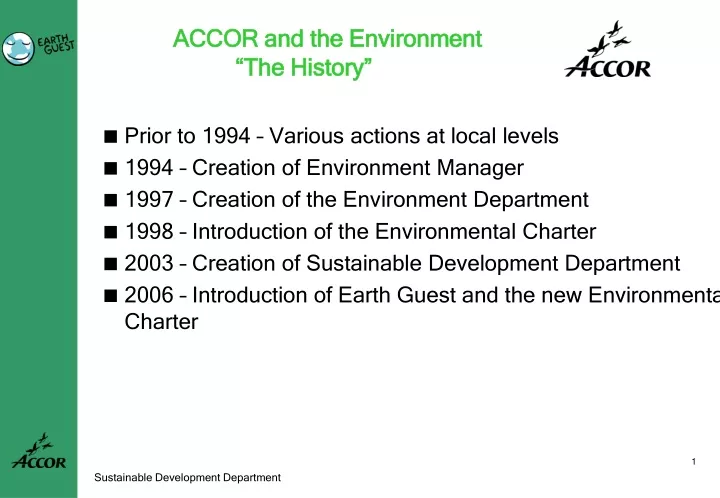 accor and the environment the history