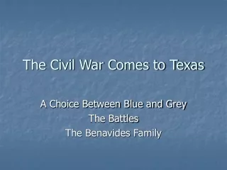 The Civil War Comes to Texas