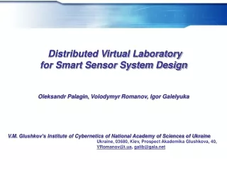 Distributed Virtual Laboratory  for Smart Sensor System Design