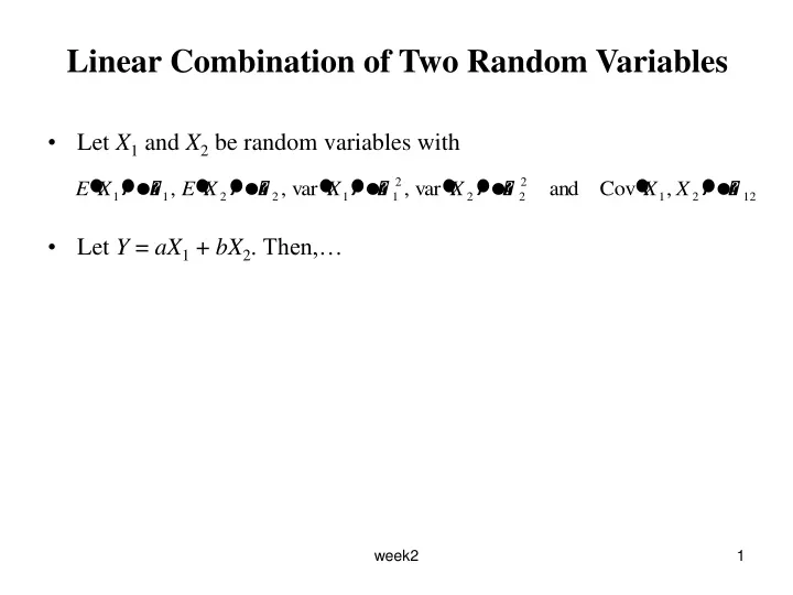 linear combination of two random variables