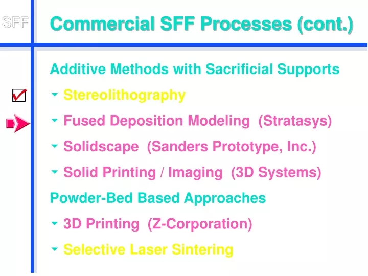 commercial sff processes cont