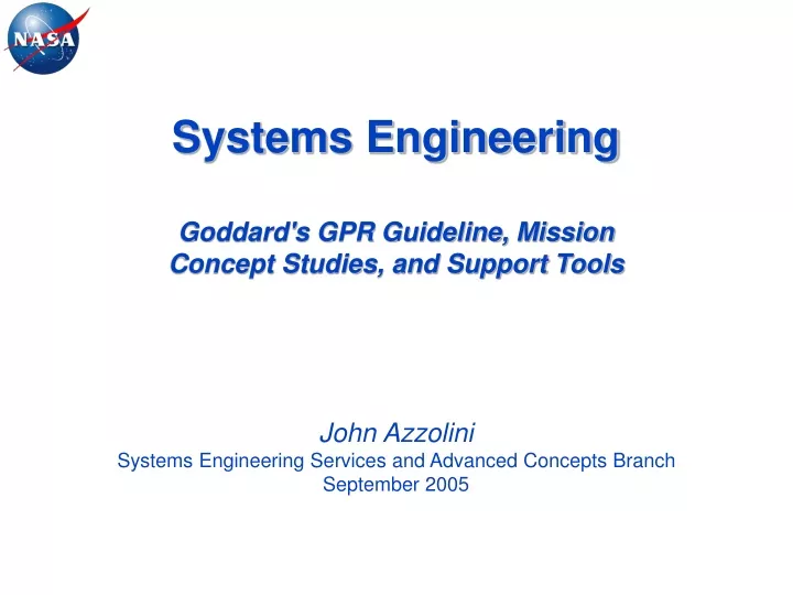 systems engineering goddard s gpr guideline