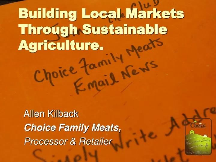 building local markets through sustainable agriculture