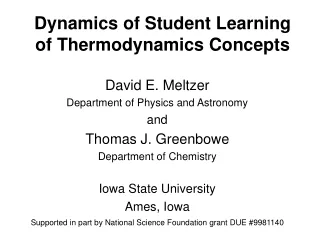 Dynamics of Student Learning of Thermodynamics Concepts