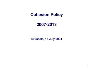 Cohesion Policy  2007-2013 Brussels, 15 July 2004
