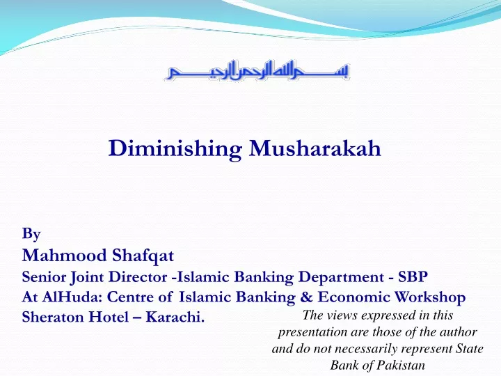 diminishing musharakah by mahmood shafqat senior