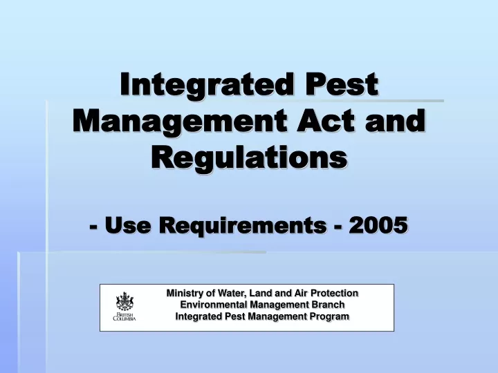 integrated pest management act and regulations