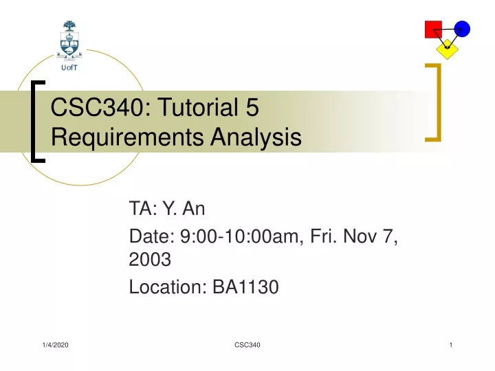csc340 tutorial 5 requirements analysis