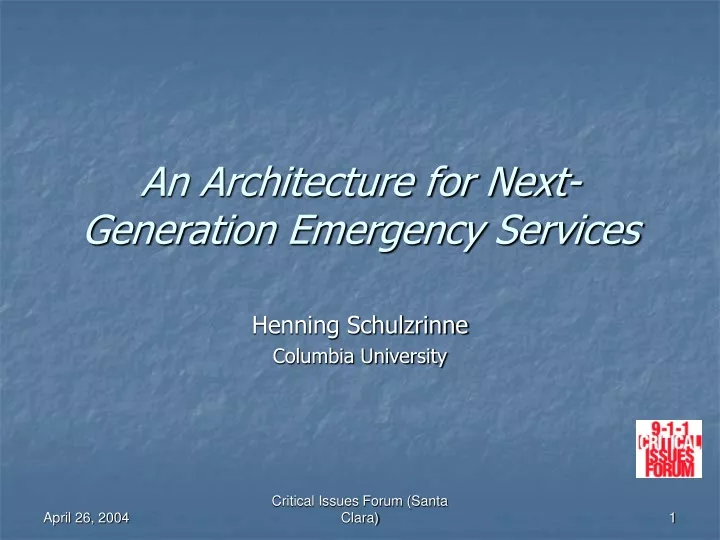an architecture for next generation emergency services