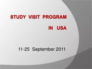 STUDY  VISIT  PROGRAM IN   USA