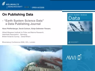 On Publishing Data - “Earth System Science Data”      a Data Publishing Journal