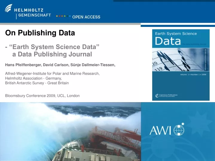 on publishing data earth system science data