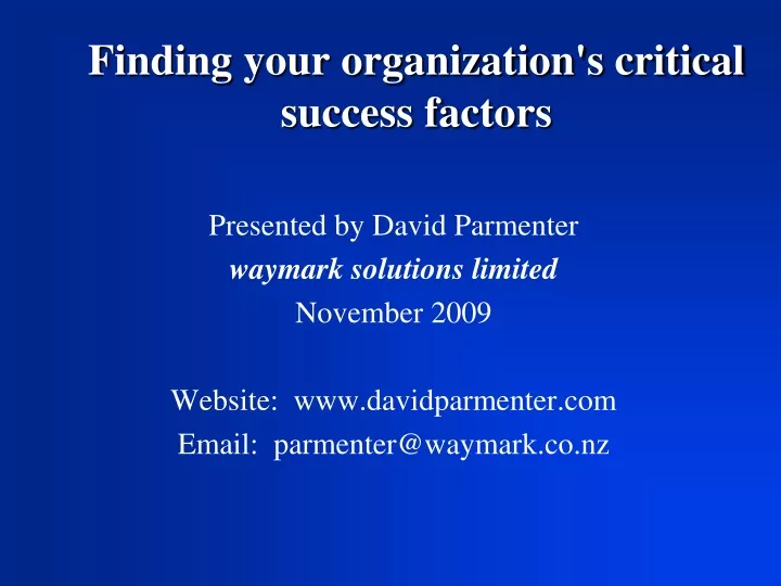 finding your organization s critical success factors