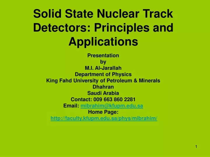 solid state nuclear track detectors principles and applications