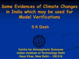 Centre for Atmospheric Sciences Indian Institute of Technology Delhi