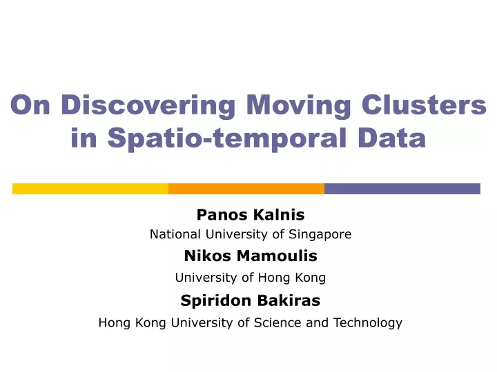on discovering moving clusters in spatio temporal data
