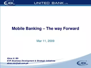 Mobile Banking – The way Forward