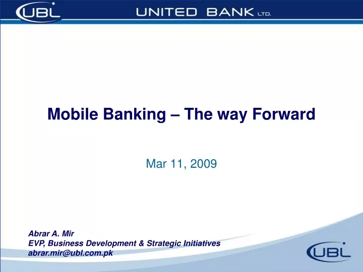 mobile banking the way forward