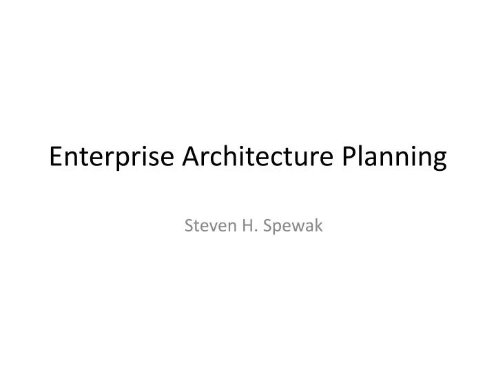 enterprise architecture planning
