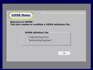 Welcome to VIPER! This tool creates or modifies a VIPER definition file.