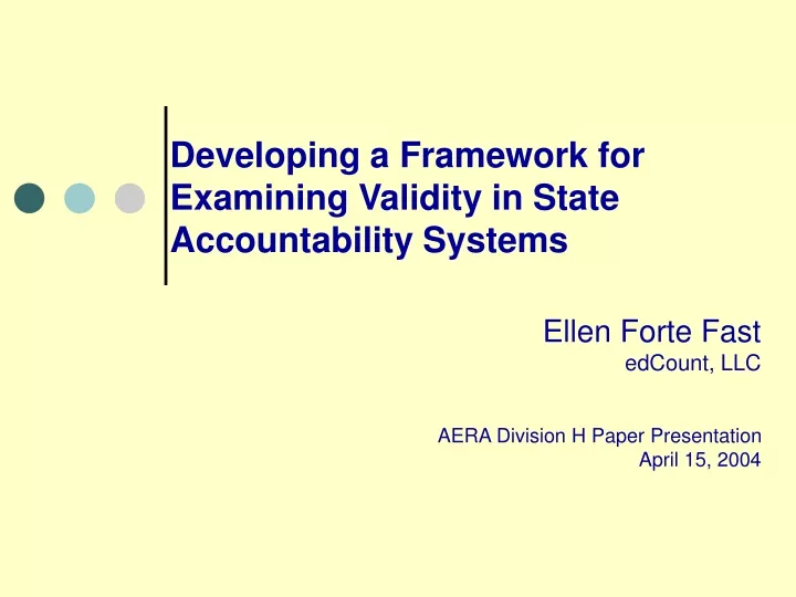 developing a framework for examining validity in state accountability systems