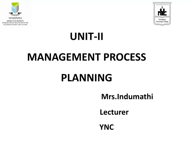 unit ii management process planning mrs indumathi