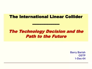 The International Linear Collider --------------------