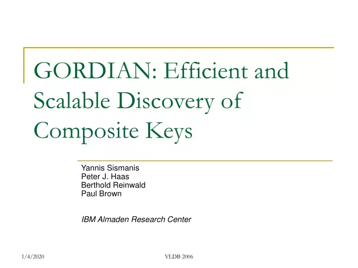 gordian efficient and scalable discovery of composite keys