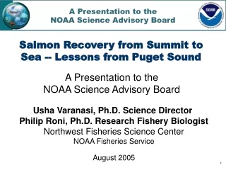 A Presentation to the  NOAA Science Advisory Board