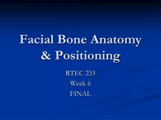 Facial Bone Anatomy &amp; Positioning