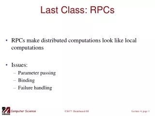 Last Class: RPCs