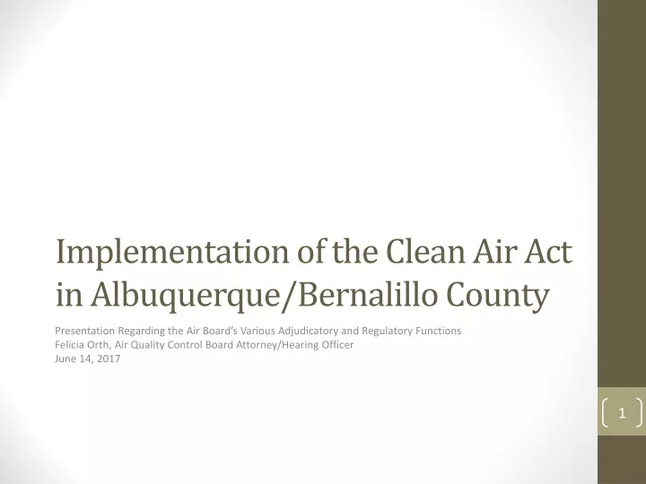 implementation of the clean air act in albuquerque bernalillo county