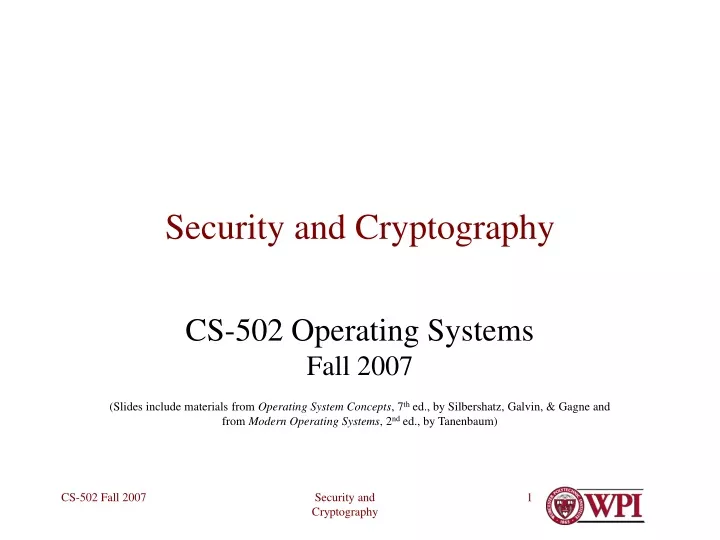 security and cryptography