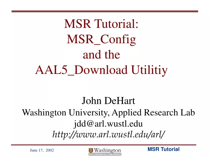 msr tutorial msr config and the aal5 download utilitiy