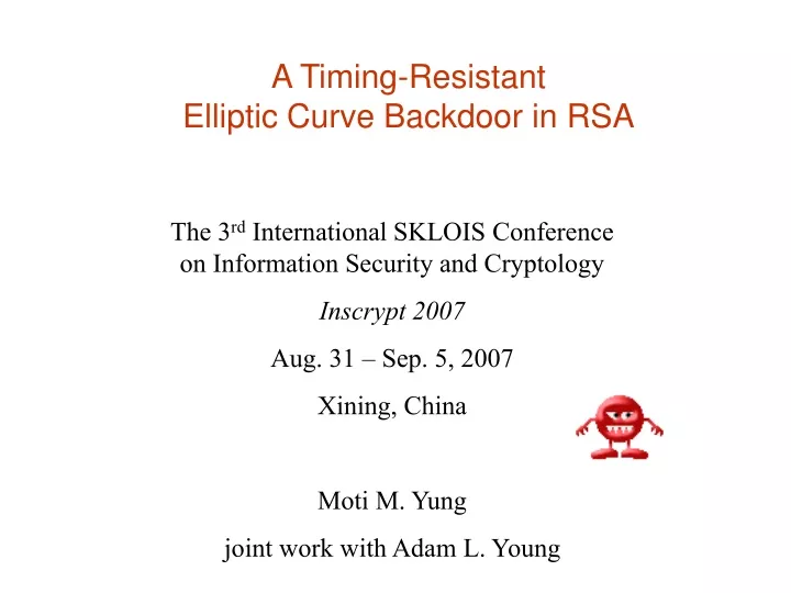 a timing resistant elliptic curve backdoor in rsa