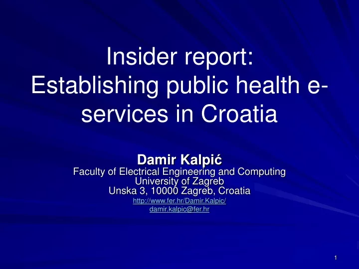 insider report establishing public health e services in croatia
