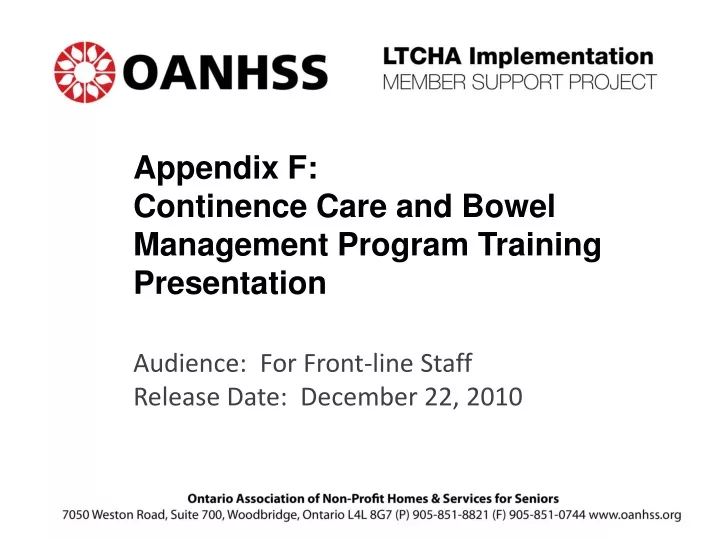 appendix f continence care and bowel management program training presentation