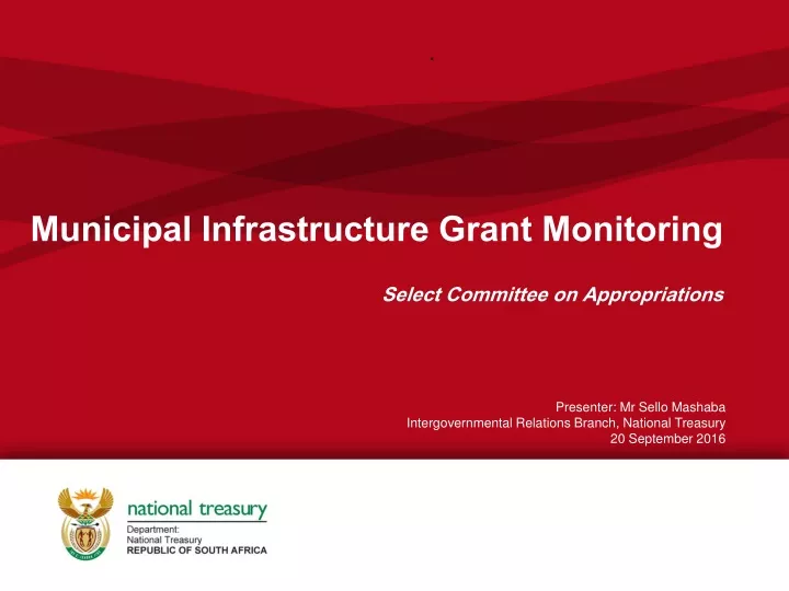 municipal infrastructure grant monitoring select committee on appropriations