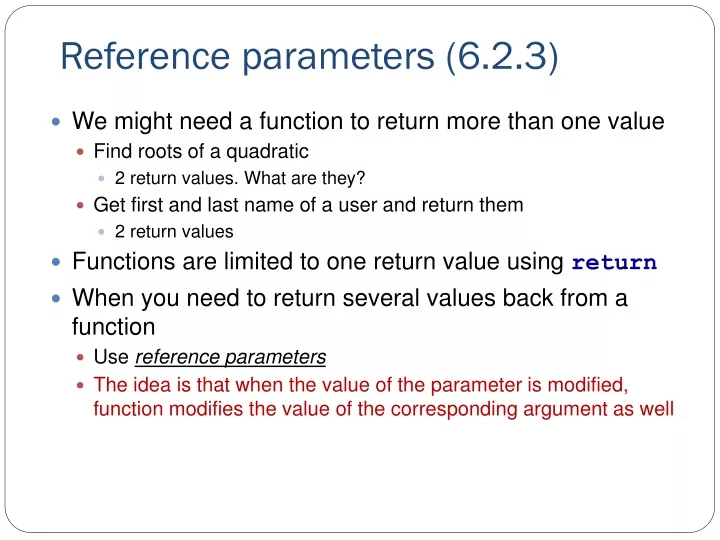reference parameters 6 2 3