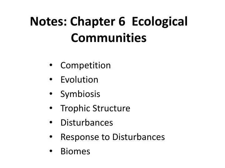 notes chapter 6 ecological communities