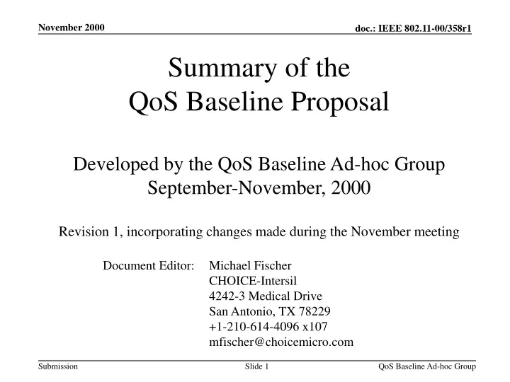 summary of the qos baseline proposal developed