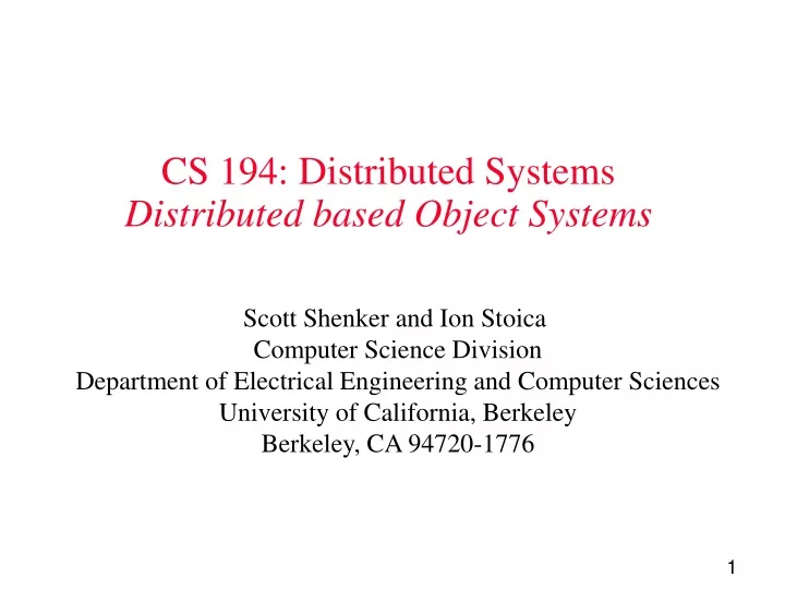cs 194 distributed systems distributed based object systems