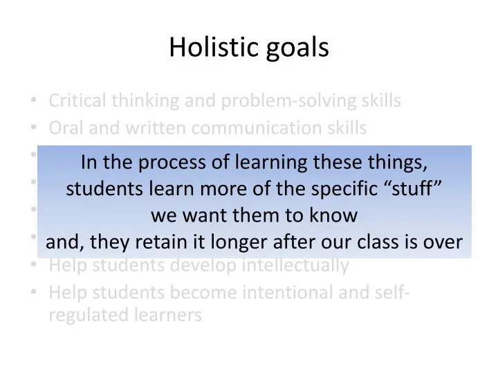 holistic goals