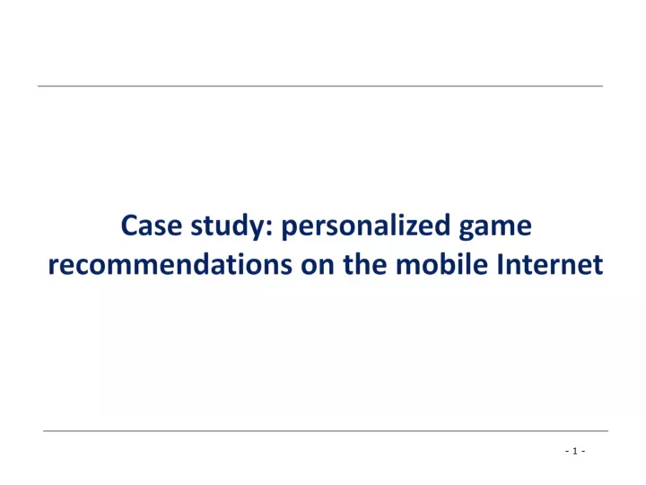case study personalized game recommendations