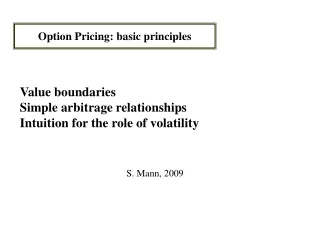Option Pricing: basic principles