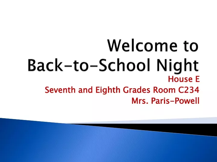 welcome to back to school night