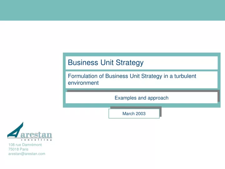 formulation of business unit strategy in a turbulent environment